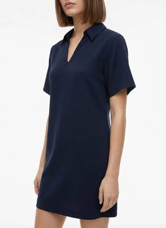 Fabrika Lacivert Kadın Kaçık Yaka Loose Fit Elbise F6SL-ELB0366