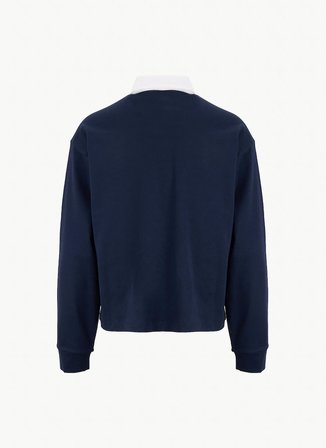 Fabrika Polo Yaka Düz Lacivert - Beyaz Kadın Sweatshırt F6SL-SWT0010