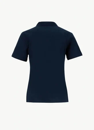 Fabrika Düz Lacivert Kadın Polo T-Shirt