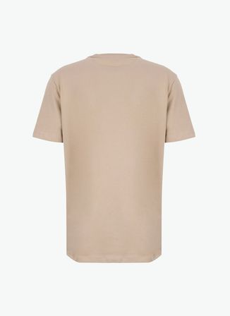 Jeep Bisiklet Yaka Baskılı Bej Erkek T-Shirt J6SM-TST7274