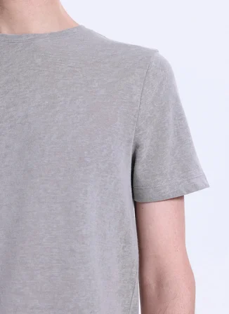 Fabrika Bisiklet Yaka Flamlı Gri Erkek T-Shirt F6SM-TST 2900