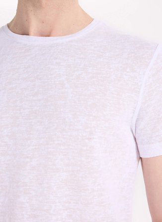 Fabrika Bisiklet Yaka Flamlı Beyaz Erkek T-Shirt F6SM-TST 2900