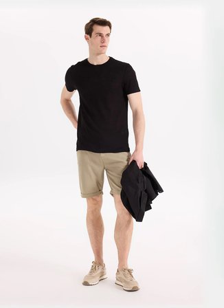 Fabrika Bisiklet Yaka Flamlı Siyah Erkek T-Shirt F6SM-TST 2900