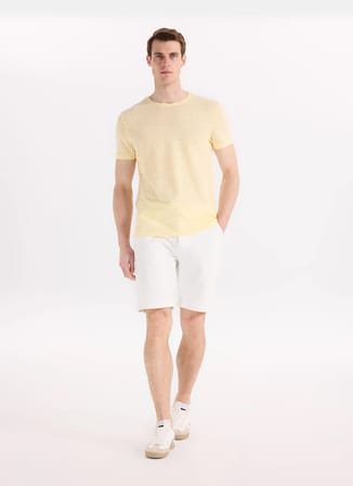 Fabrika Bisiklet Yaka Flamlı Sarı Erkek T-Shirt F6SM-TST 2900