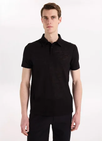 Fabrika Flamlı Siyah Erkek Polo T-Shirt F6SM-TST 2901