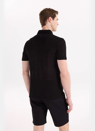 Fabrika Flamlı Siyah Erkek Polo T-Shirt F6SM-TST 2901