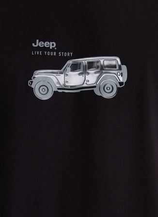 Jeep Bisiklet Yaka Baskılı Siyah Erkek T-Shirt J6SM-TST7481