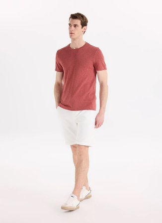 Fabrika Kiremit Erkek Slim Fit Flamlı T-Shirt F6SM-TST 2900