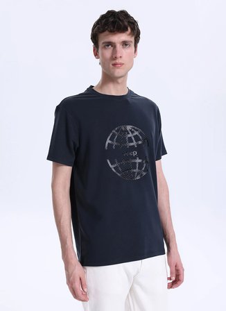 Jeep Bisiklet Yaka Baskılı Siyah Erkek T-Shirt J6SM-TST7311