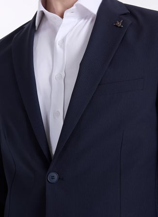 Fabrika Slim Fit Lacivert Erkek Çizgili Ceket NAPOLİ- FT- 2A