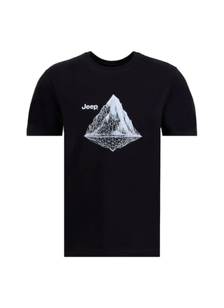Jeep Bisiklet Yaka Baskılı Siyah Erkek T-Shirt J6SM-TST7318