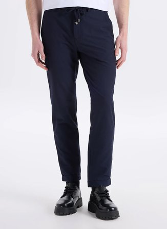 Fabrika Bağlamalı Bel Duble Paça Jogger Lacivert Erkek Pantolon F6SM-PNT 2601