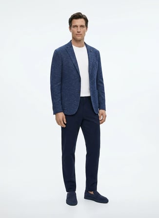 Fabrika Lacivert Erkek Mono Yaka Slim Fit Ceket NAPOLİ- 2- JERSEY
