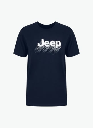 Jeep Bisiklet Yaka Baskılı Lacivert Erkek T-Shirt J6SM-TST7307