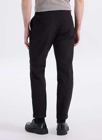 Fabrika Bağlamalı Bel Duble Paça Jogger Siyah Erkek Pantolon F6SM-PNT 2601