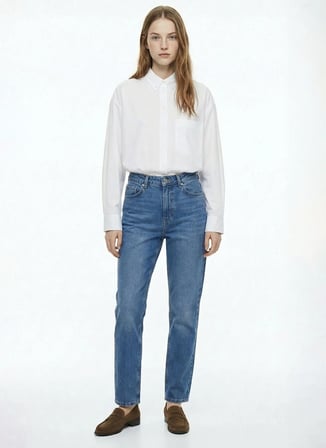 İndigo Kadın %100 Pamuk Denim Pantolon F6SL-PNT0259