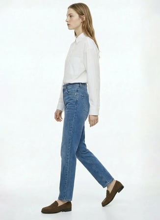 İndigo Kadın %100 Pamuk Denim Pantolon F6SL-PNT0259