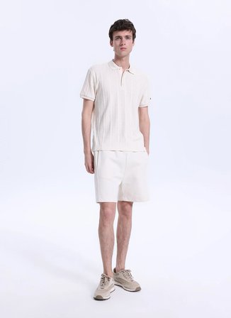 Discovery Expedition D6SM-TST3728 Krem Relaxed Düz Erkek Polo T-Shirt