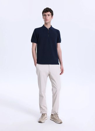 Fabrika Jakarlı Lacivert Erkek Polo T-Shirt F6SM-TST 2980