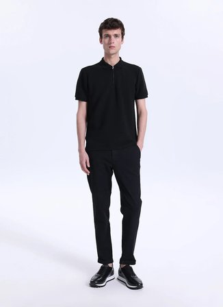 Fabrika Jakarlı Siyah Erkek Polo T-Shirt F6SM-TST 2980