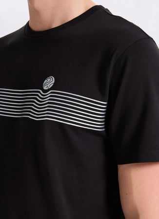 Discovery Expedition D6SM-TST3723 Siyah Bisiklet Relaxed Baskılı Erkek T-Shirt