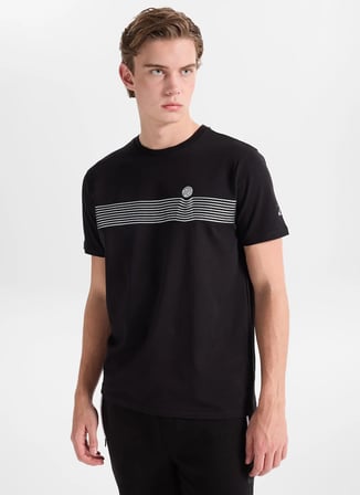 Discovery Expedition D6SM-TST3723 Siyah Bisiklet Relaxed Baskılı Erkek T-Shirt