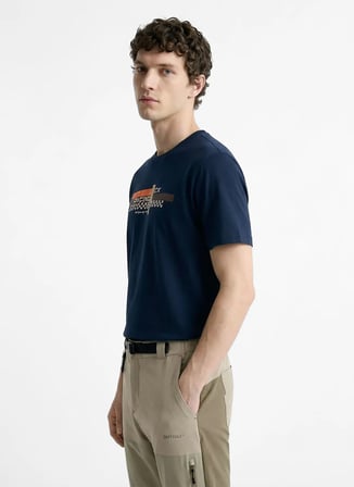 Discovery Expedition D6SM-TST3705 Lacivert Bisiklet Relaxed Baskılı Erkek T-Shirt
