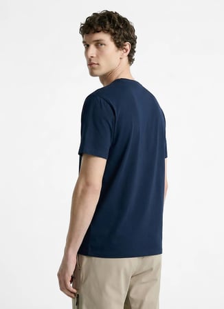 Discovery Expedition D6SM-TST3705 Lacivert Bisiklet Relaxed Baskılı Erkek T-Shirt