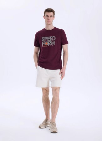 Discovery Expedition D6SM-TST3706 Bordo Bisiklet Relaxed Baskılı Erkek T-Shirt