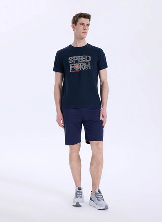Discovery Expedition D6SM-TST3706 Lacivert Bisiklet Relaxed Baskılı Erkek T-Shirt