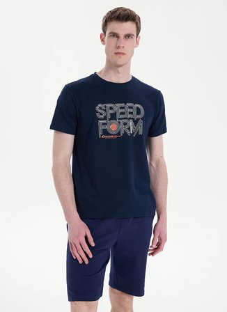 Discovery Expedition D6SM-TST3706 Lacivert Bisiklet Relaxed Baskılı Erkek T-Shirt