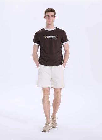 Discovery Expedition D6SM-TST3709 Kahve Bisiklet Relaxed Baskılı Erkek T-Shirt