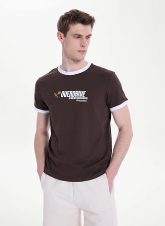 Discovery Expedition D6SM-TST3709 Kahve Bisiklet Relaxed Baskılı Erkek T-Shirt
