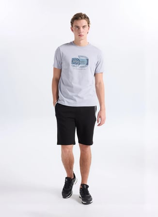 Discovery Expedition D6SM-TST3798 Gri Bisiklet Relaxed Baskılı Erkek T-Shirt