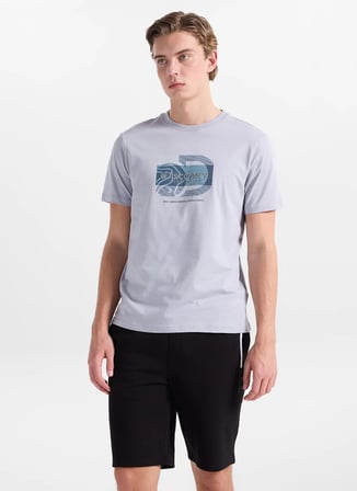 Discovery Expedition D6SM-TST3798 Gri Bisiklet Relaxed Baskılı Erkek T-Shirt