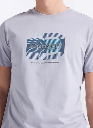 Discovery Expedition D6SM-TST3798 Gri Bisiklet Relaxed Baskılı Erkek T-Shirt