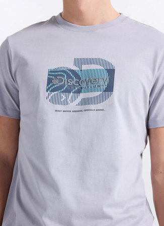 Discovery Expedition D6SM-TST3798 Gri Bisiklet Relaxed Baskılı Erkek T-Shirt