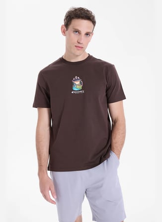 Discovery Expedition D6SM-TST3686 Kahve Bisiklet Relaxed Düz Erkek T-Shirt