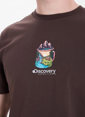 Discovery Expedition D6SM-TST3686 Kahve Bisiklet Relaxed Düz Erkek T-Shirt