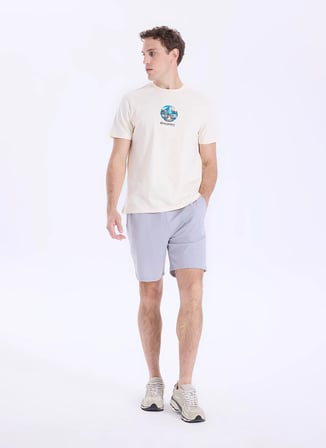 Discovery Expedition D6SM-TST3688 Krem Bisiklet Relaxed Düz Erkek T-Shirt