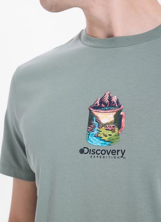 Discovery Expedition D6SM-TST3686 Nil Yeşili Bisiklet Relaxed Düz Erkek T-Shirt