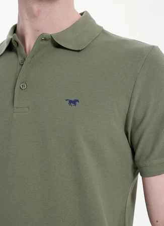 Mustang Koyu Haki Erkek Polo T-Shirt M5SM-TST1335