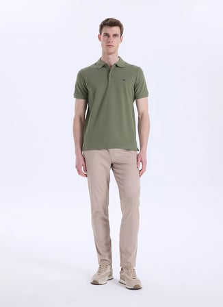 Mustang Koyu Haki Erkek Polo T-Shirt M5SM-TST1335