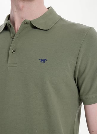 Mustang Koyu Haki Erkek Polo T-Shirt M5SM-TST1335