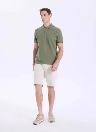 Mustang Koyu Haki Erkek Relaxed Baskılı Polo T-Shirt M5SM-TST1324