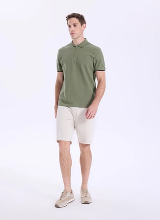 Mustang Koyu Haki Erkek Relaxed Baskılı Polo T-Shirt M5SM-TST1324