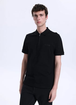 Mustang Düz Siyah Erkek Polo T-Shirt M6SM-TST1580