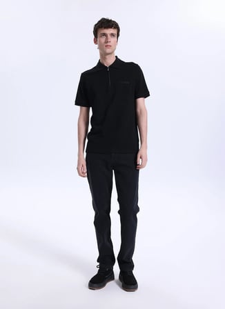 Mustang Düz Siyah Erkek Polo T-Shirt M6SM-TST1580