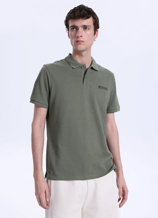 Mustang Düz Koyu Haki Erkek Polo T-Shirt M6SM-TST1579