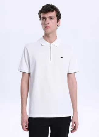 Mustang Düz Beyaz Erkek Polo T-Shirt M6SM-TST1583